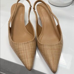Zara Tan Woven Slingback Flats